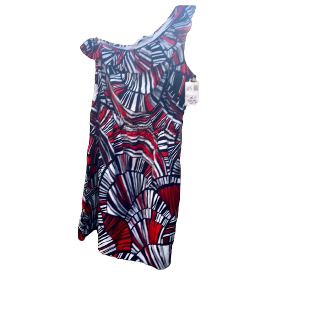 NWT Trina Turk Dress Palm Trees One Shoulder Lined